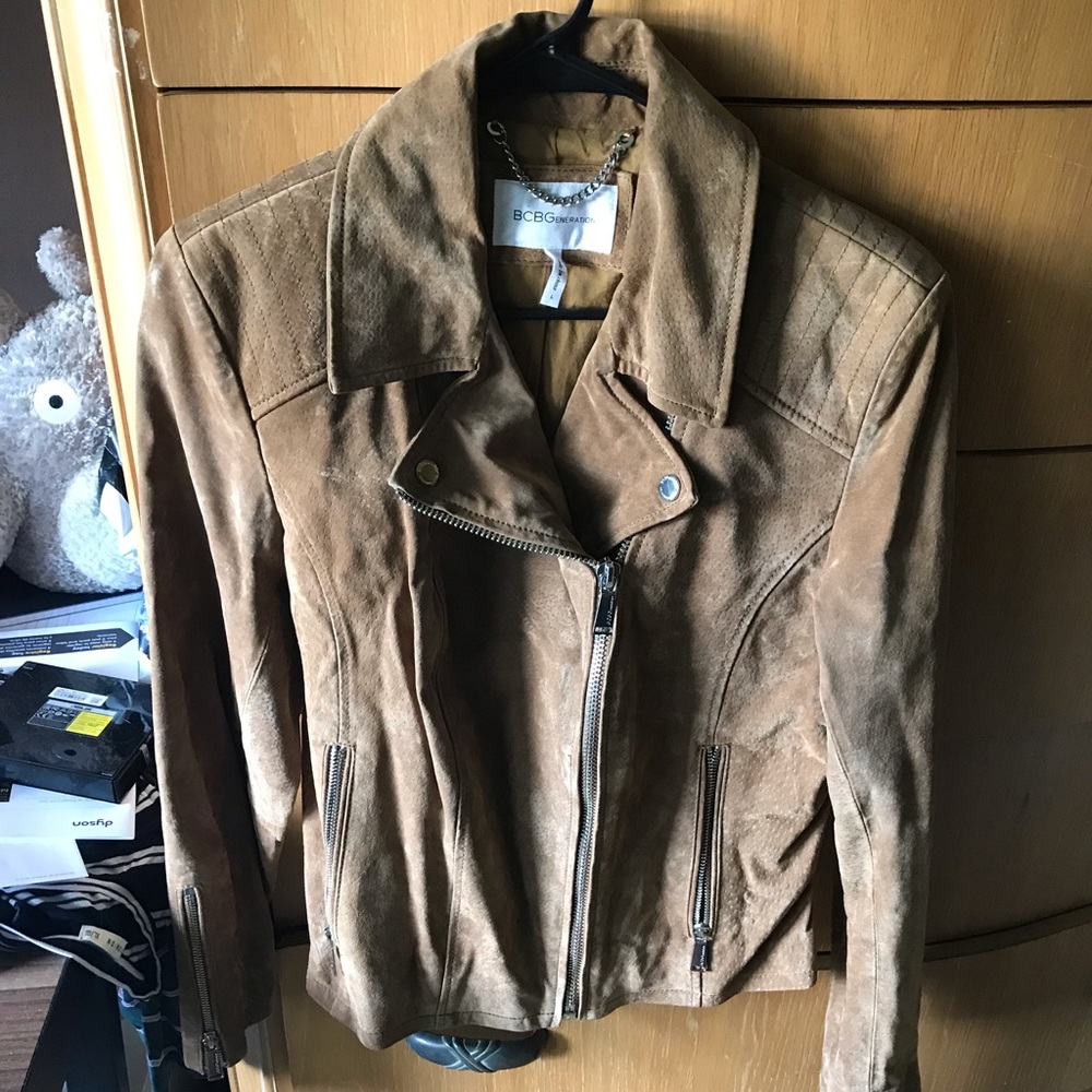 BCBG genuine leather moto jacket Sz L
